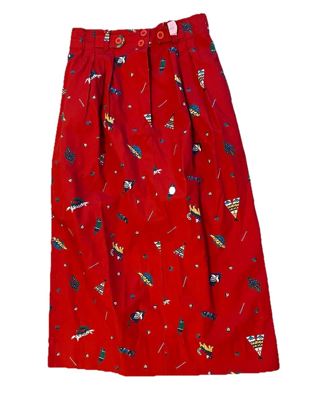 Vtg Alexander Campbell Skirt A Line Button Zip Pockets Colorful Lux Southwest 4